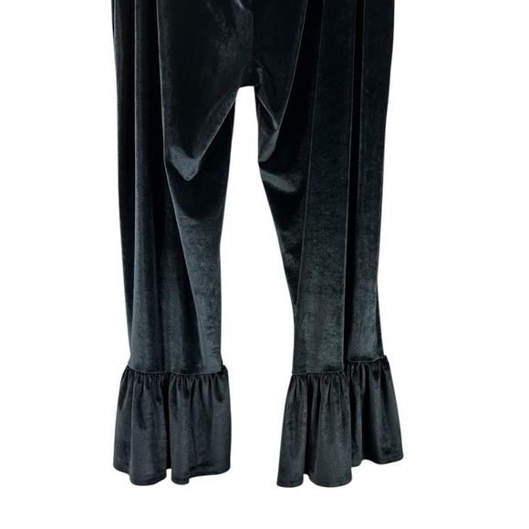 Matilda Jane Womens Black Velvet Cropped Wide-Leg Pants Ruffle Hem Elastic Waist - Picture 7 of 9